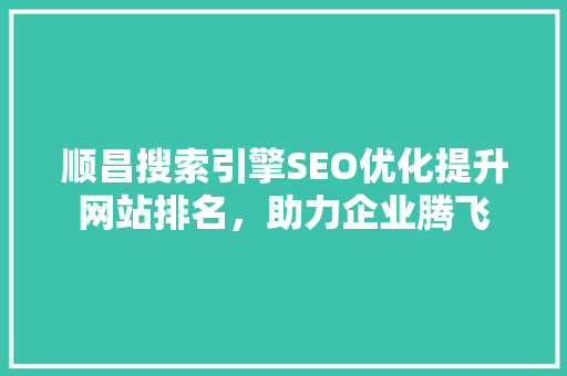 顺昌搜索引擎SEO优化提升网站排名，助力企业腾飞