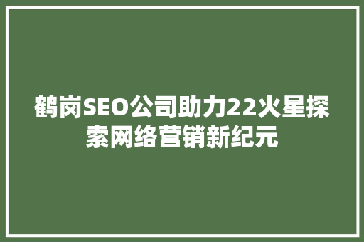鹤岗SEO公司助力22火星探索网络营销新纪元