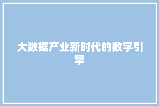 大数据产业新时代的数字引擎