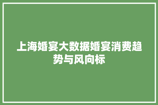 上海婚宴大数据婚宴消费趋势与风向标