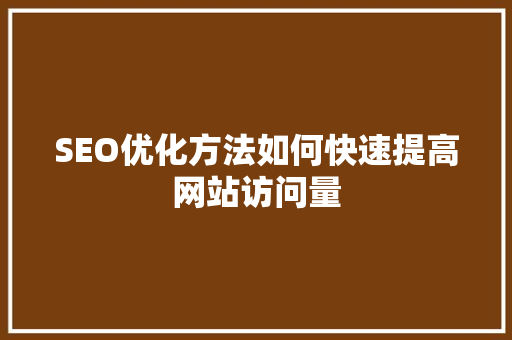 SEO优化方法如何快速提高网站访问量  第1张