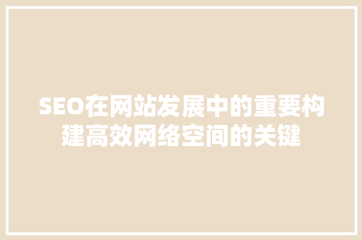 SEO在网站发展中的重要构建高效网络空间的关键