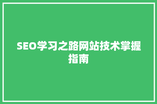 SEO学习之路网站技术掌握指南