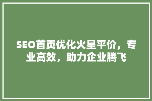 SEO首页优化火星平价，专业高效，助力企业腾飞  第1张