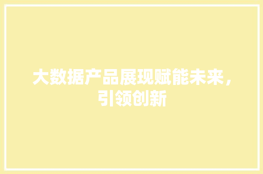 大数据产品展现赋能未来，引领创新