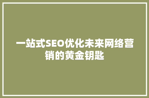 一站式SEO优化未来网络营销的黄金钥匙
