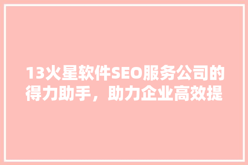 13火星软件SEO服务公司的得力助手，助力企业高效提升网站排名