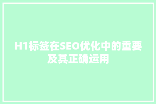 H1标签在SEO优化中的重要及其正确运用