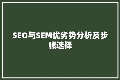 SEO与SEM优劣势分析及步骤选择