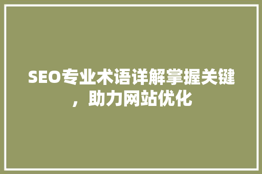 SEO专业术语详解掌握关键，助力网站优化