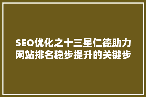 SEO优化之十三星仁德助力网站排名稳步提升的关键步骤