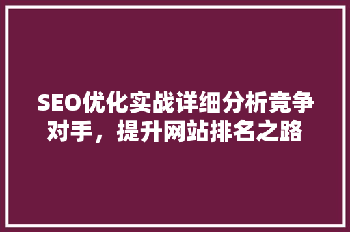 SEO优化实战详细分析竞争对手，提升网站排名之路