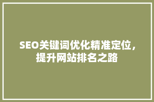 SEO关键词优化精准定位，提升网站排名之路