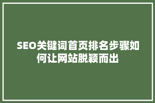 SEO关键词首页排名步骤如何让网站脱颖而出