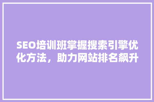 SEO培训班掌握搜索引擎优化方法，助力网站排名飙升