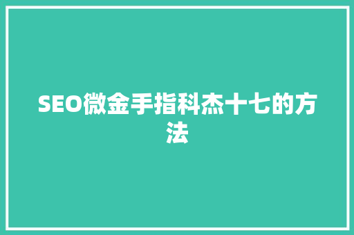 SEO微金手指科杰十七的方法