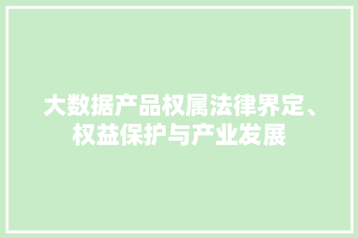 大数据产品权属法律界定、权益保护与产业发展