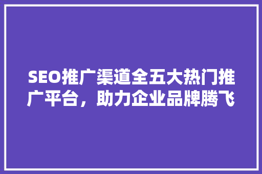 SEO推广渠道全五大热门推广平台，助力企业品牌腾飞