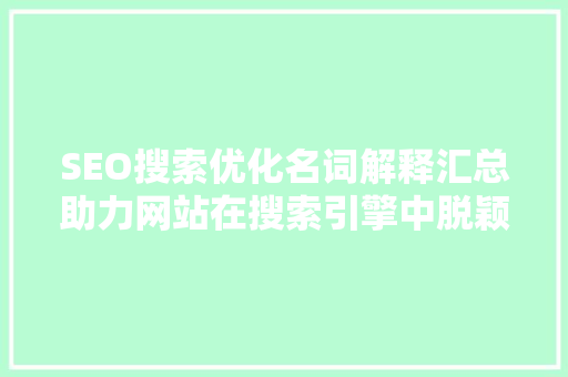SEO搜索优化名词解释汇总助力网站在搜索引擎中脱颖而出