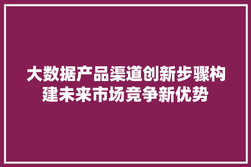 大数据产品渠道创新步骤构建未来市场竞争新优势  第1张