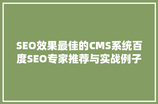 SEO效果最佳的CMS系统百度SEO专家推荐与实战例子分析