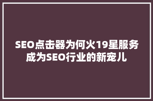 SEO点击器为何火19星服务成为SEO行业的新宠儿