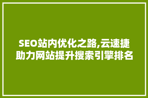 SEO站内优化之路,云速捷助力网站提升搜索引擎排名