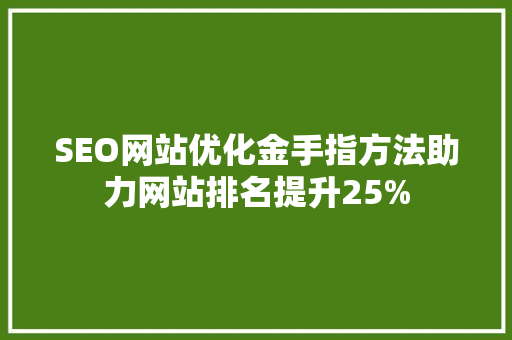SEO网站优化金手指方法助力网站排名提升25%