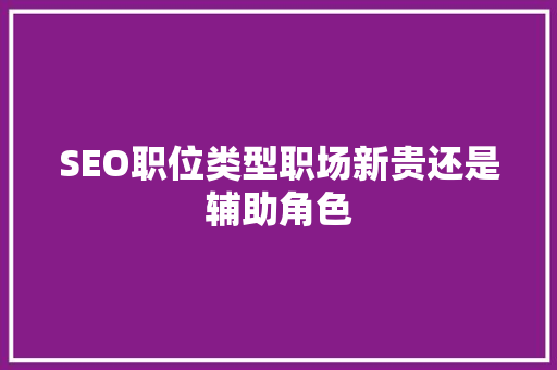 SEO职位类型职场新贵还是辅助角色
