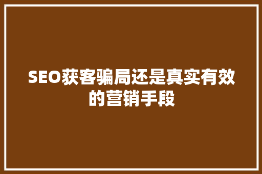 SEO获客骗局还是真实有效的营销手段