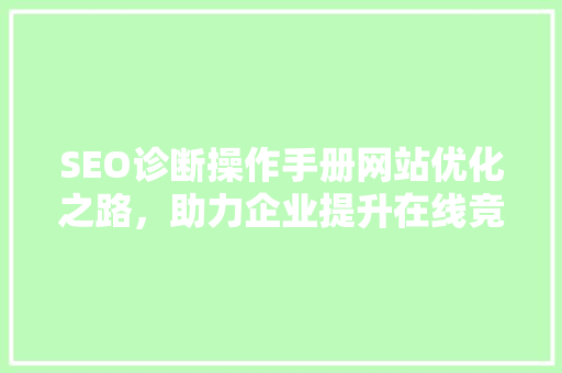 SEO诊断操作手册网站优化之路，助力企业提升在线竞争力