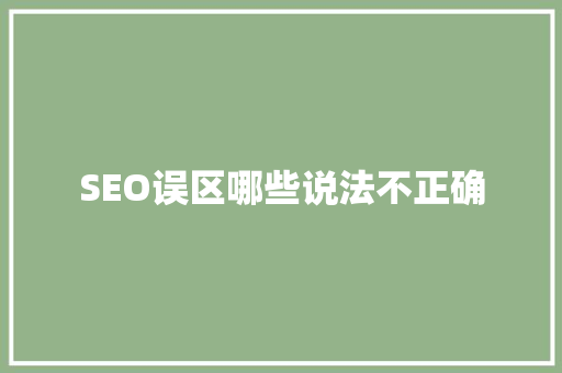 SEO误区哪些说法不正确