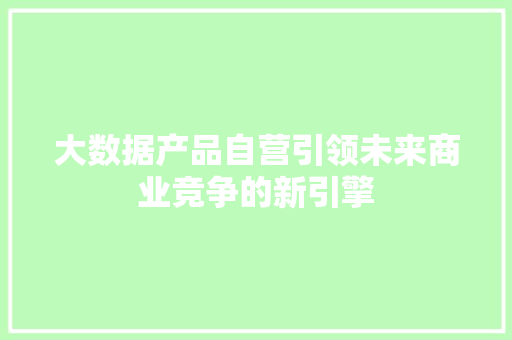 大数据产品自营引领未来商业竞争的新引擎  第1张