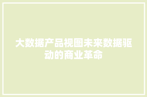 大数据产品视图未来数据驱动的商业革命