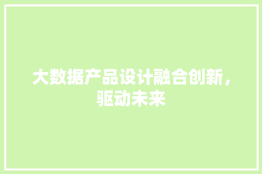 大数据产品设计融合创新，驱动未来  第1张