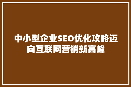 中小型企业SEO优化攻略迈向互联网营销新高峰