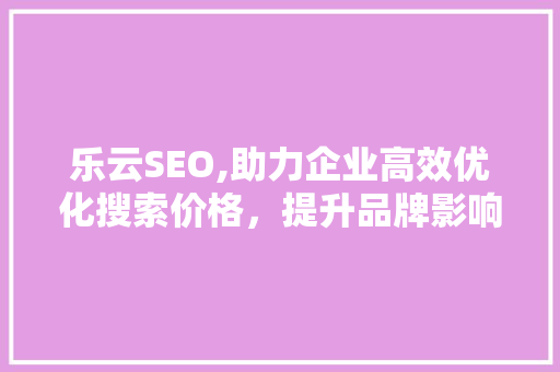 乐云SEO,助力企业高效优化搜索价格，提升品牌影响力