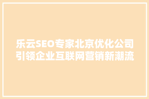 乐云SEO专家北京优化公司引领企业互联网营销新潮流