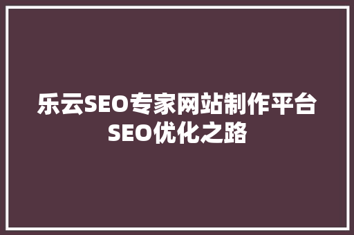 乐云SEO专家网站制作平台SEO优化之路