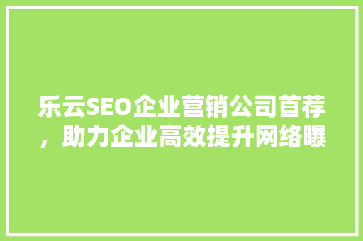 乐云SEO企业营销公司首荐，助力企业高效提升网络曝光度
