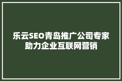 乐云SEO青岛推广公司专家助力企业互联网营销