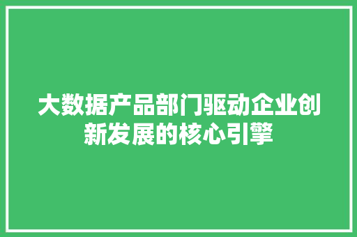 大数据产品部门驱动企业创新发展的核心引擎  第1张