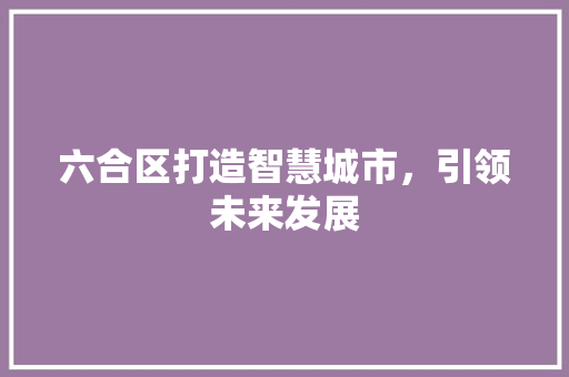 六合区打造智慧城市，引领未来发展