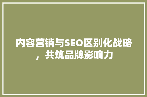 内容营销与SEO区别化战略，共筑品牌影响力