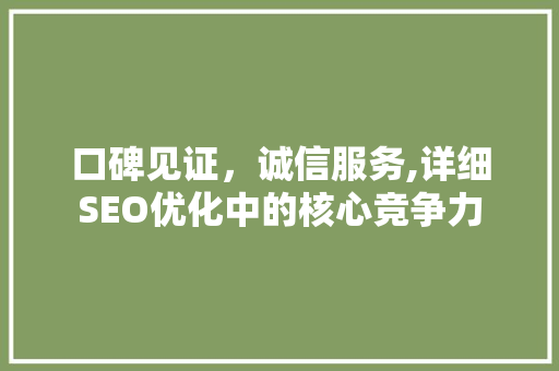 口碑见证，诚信服务,详细SEO优化中的核心竞争力
