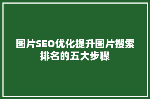 图片SEO优化提升图片搜索排名的五大步骤