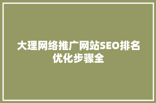大理网络推广网站SEO排名优化步骤全