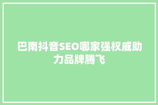巴南抖音SEO哪家强权威助力品牌腾飞
