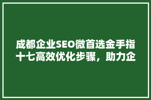 成都企业SEO微首选金手指十七高效优化步骤，助力企业腾飞