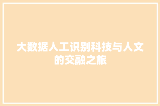 大数据人工识别科技与人文的交融之旅